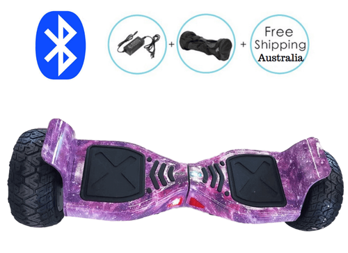 8.5" Wheel Off Road Hoverboard Electric Self Balancing Scooter with Bluetooth + Free Carry Bag - Purple Star Galaxy