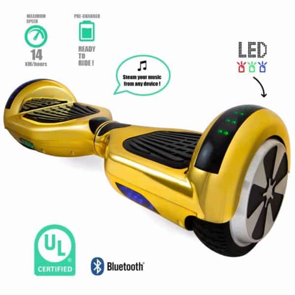 6.5" Wheel Electric Hoverboard with Bluetooth + Free Carry Bag - Gold
